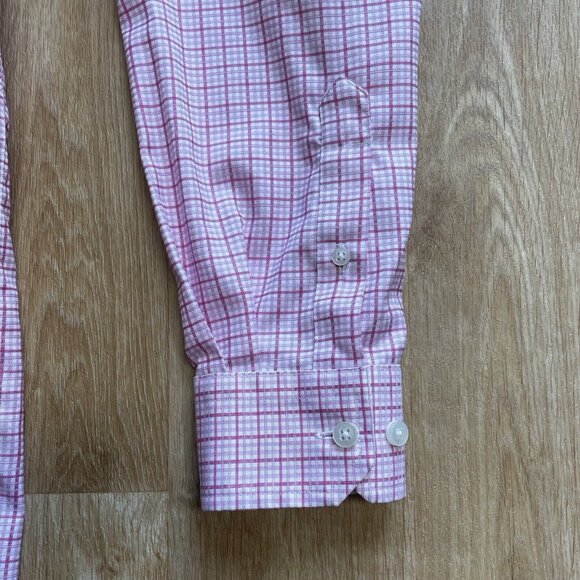 EGARA BUTTON UP SHIRT MENS M SLIM FIT NON IRON CASUAL DRESS CHECK CONTRAST CUFF - Picture 5 of 11